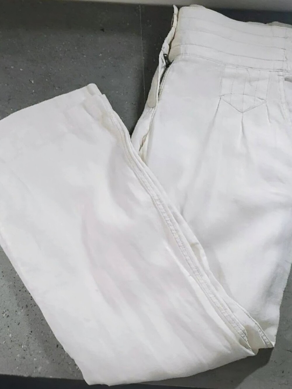 Athleta Cream Linen Zip Fly Pants Size 8